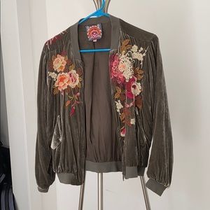 Johnny Was velvet bomber jacket